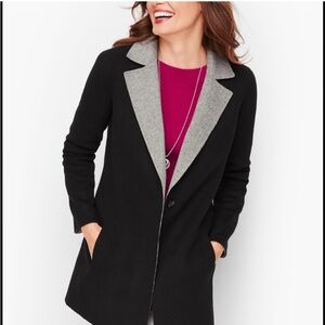 Talbots Double Faced Wool Jacket Black Gray Size 12P